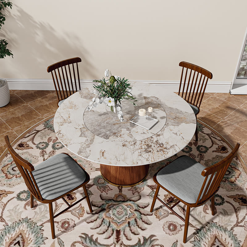 Round Dining Table Bucket Base With Embed Lazy Susan