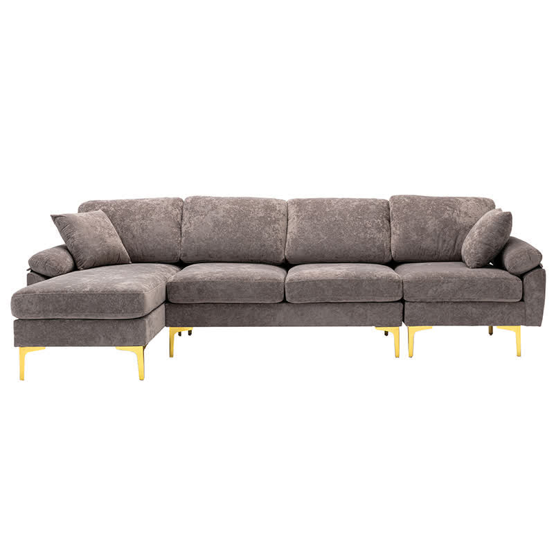 Upholstered Cectional Sofa Ottoman Brown