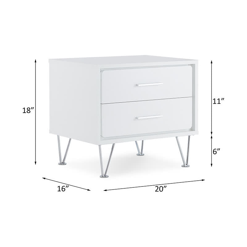 Wooden Nightstand Drawer Bedside Table White