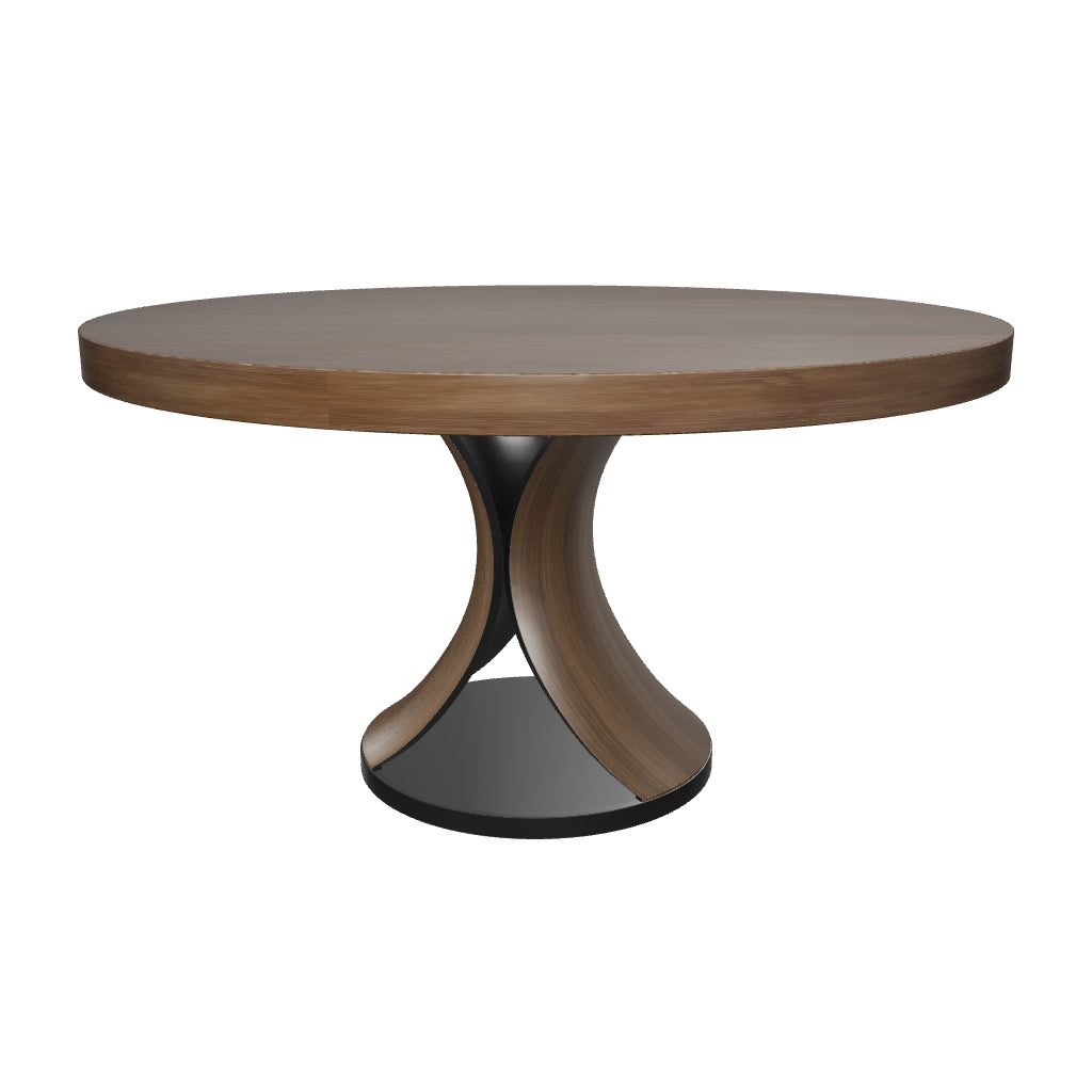Solid Wood Round Mid-century Walnut Kitchen Room Dining Table - image 1