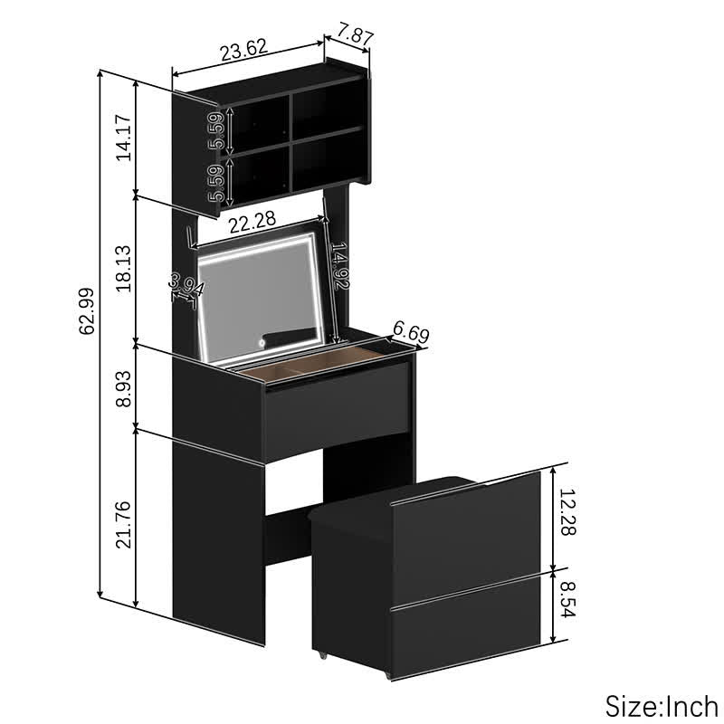 Makeup Vanity Dressing Table Removable Stool