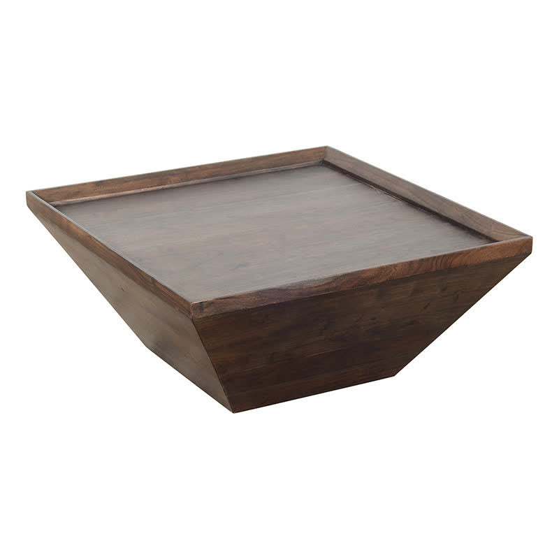 Acacia Wood Coffee Table Trapezoid Base