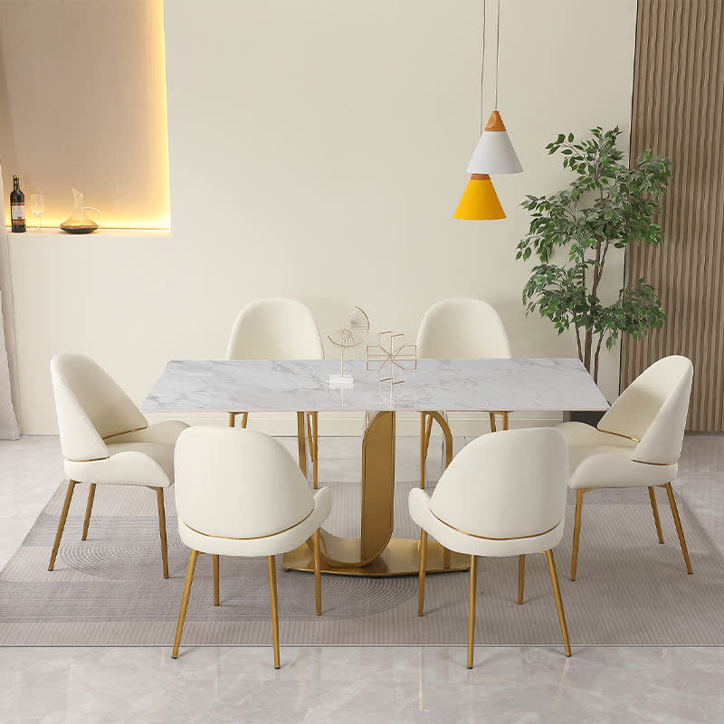 Stone Dining Table and 6pcs Chairs