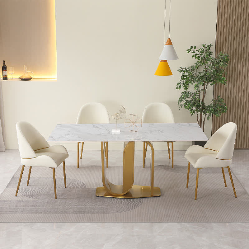 Stone Dining Table and 6pcs Chairs