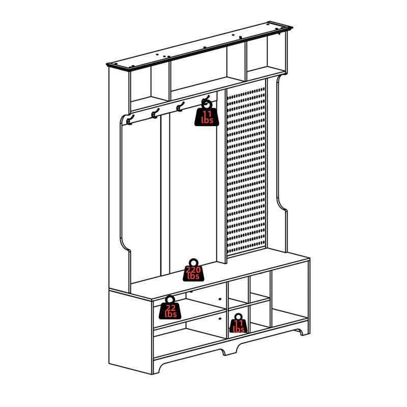 Entryway Hall Tree Storage Shoe Bench