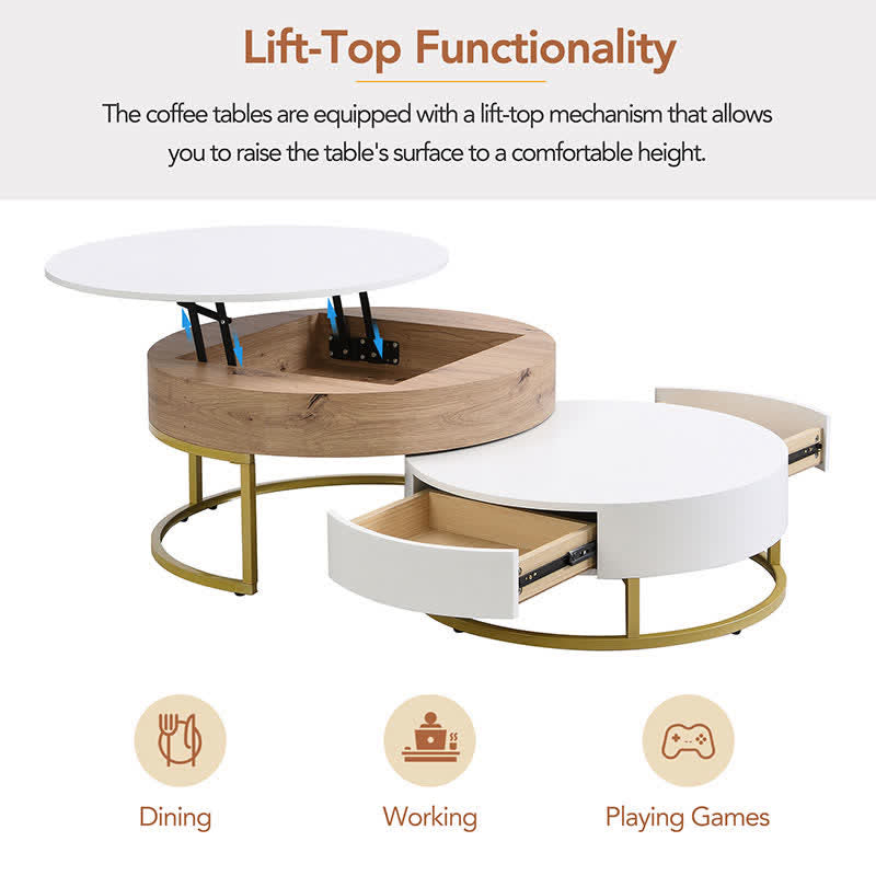 Round Lift-top Nesting Coffee Tables