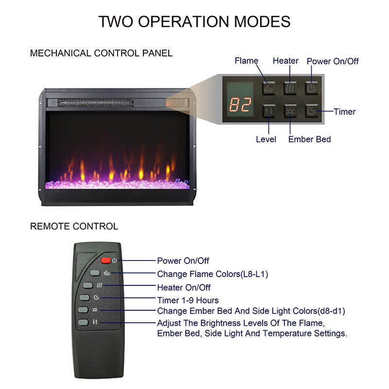 60" Electric Fireplace LED Lights TV Stand