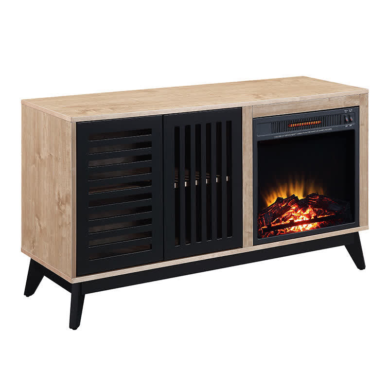 46" Electric Fireplace Sideboard Wood Table