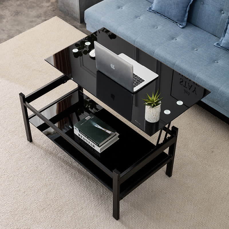 Glass Lift Top Coffee Table Black