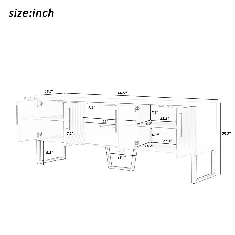 Storage Cabinet TV Console Table 67"