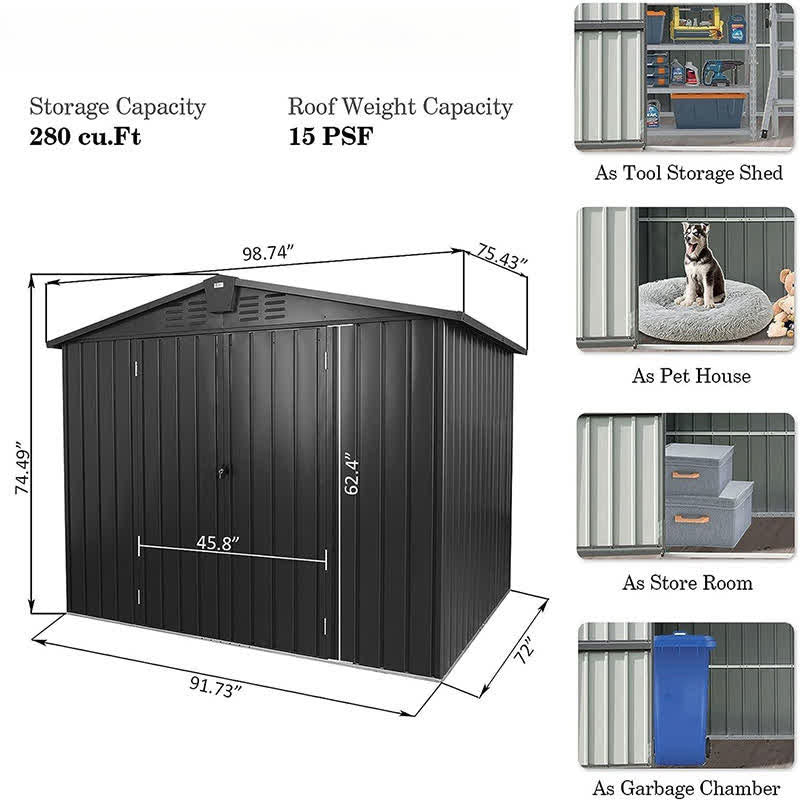 Outdoor Garden Storage Shed 8.2' x 6.2'