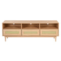 Rattan TV Stand Storage Drawer Shelves 64"