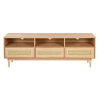 Rattan TV Stand Storage Drawer Shelves 64"