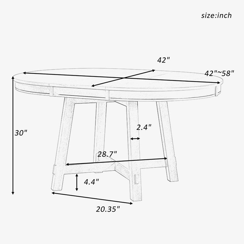 Retro Wood Extendable Kitchen Dining Table 42"-58"