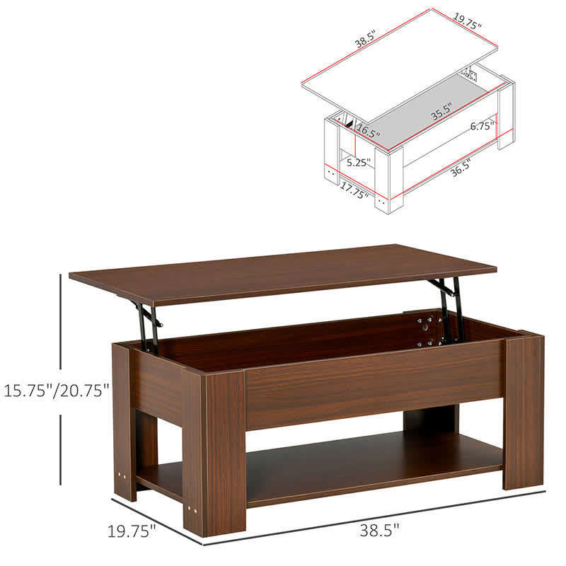 Lift Top Shelf Storage Coffee Table