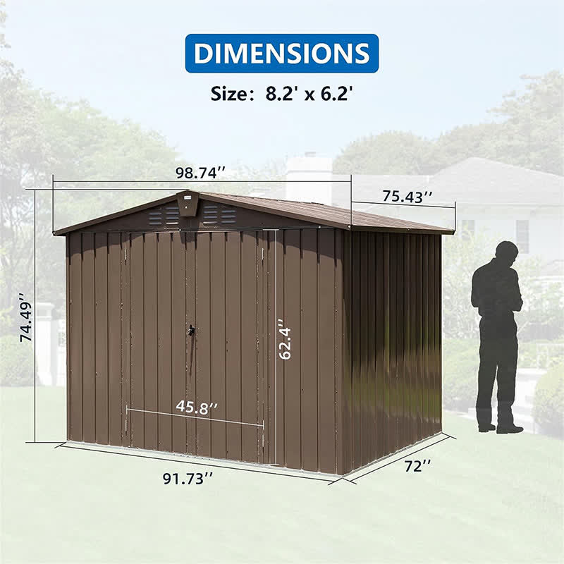 Outdoor Garden Storage Shed 8.2' x 6.2'