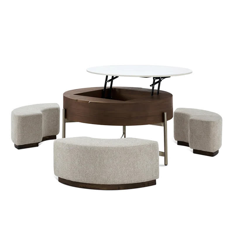 Lift-Top Coffee Table With Uphostered Stools