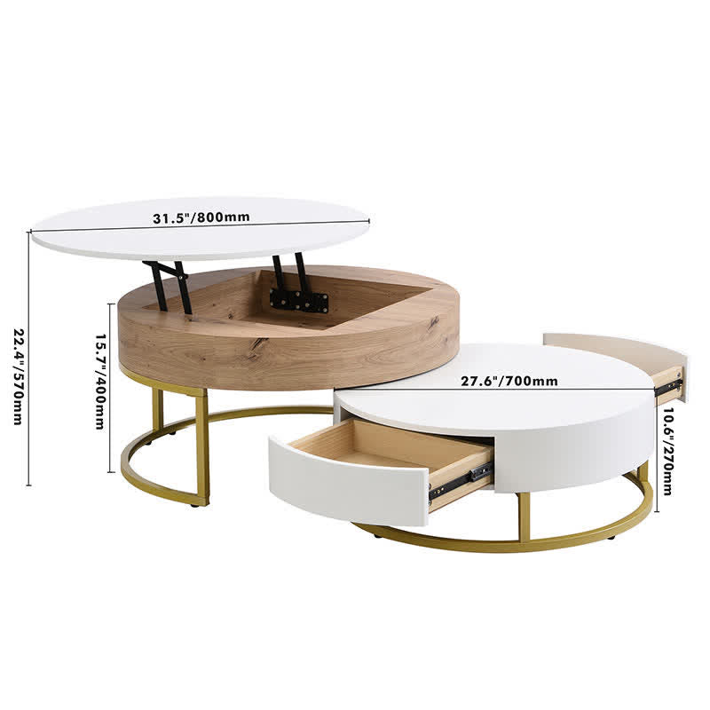 Round Lift-top Nesting Coffee Tables