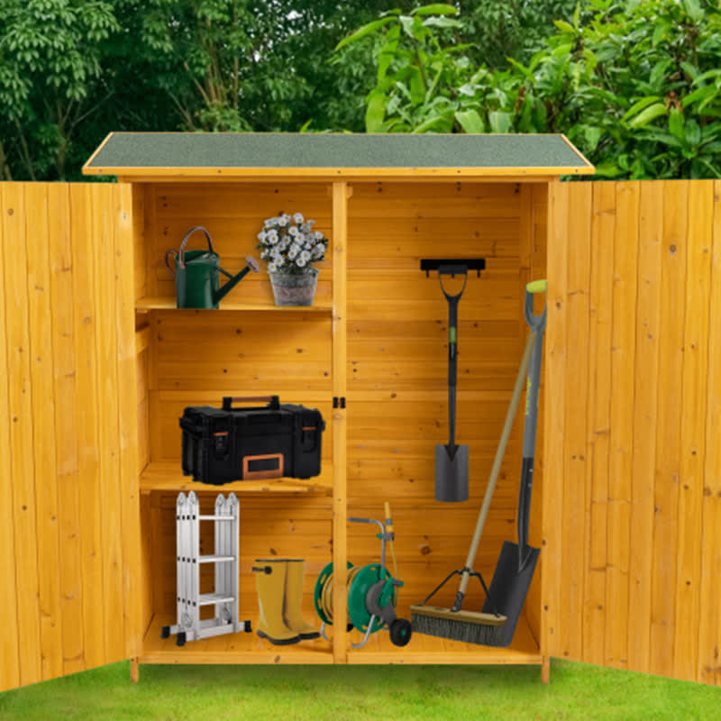 Wooden Tool Storage Shed Detachable Shelves