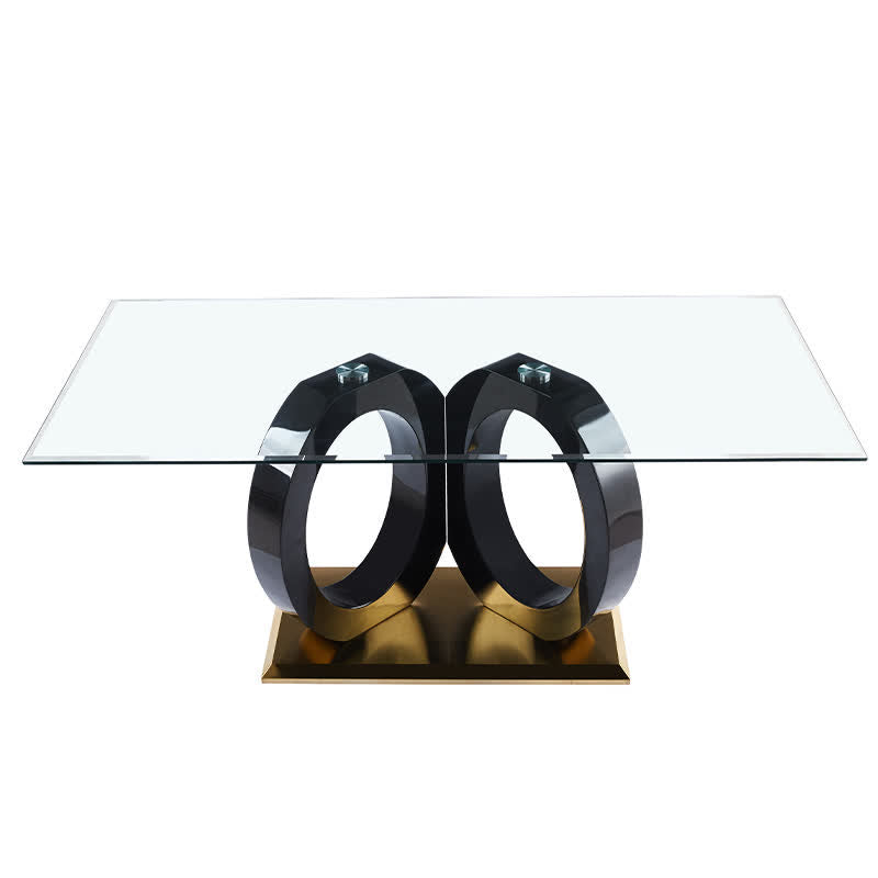 Dining Table Black Support Tempered Glass