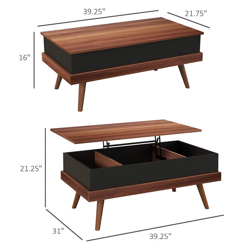 Lift Up Tabletop Storage Coffee Table 39"