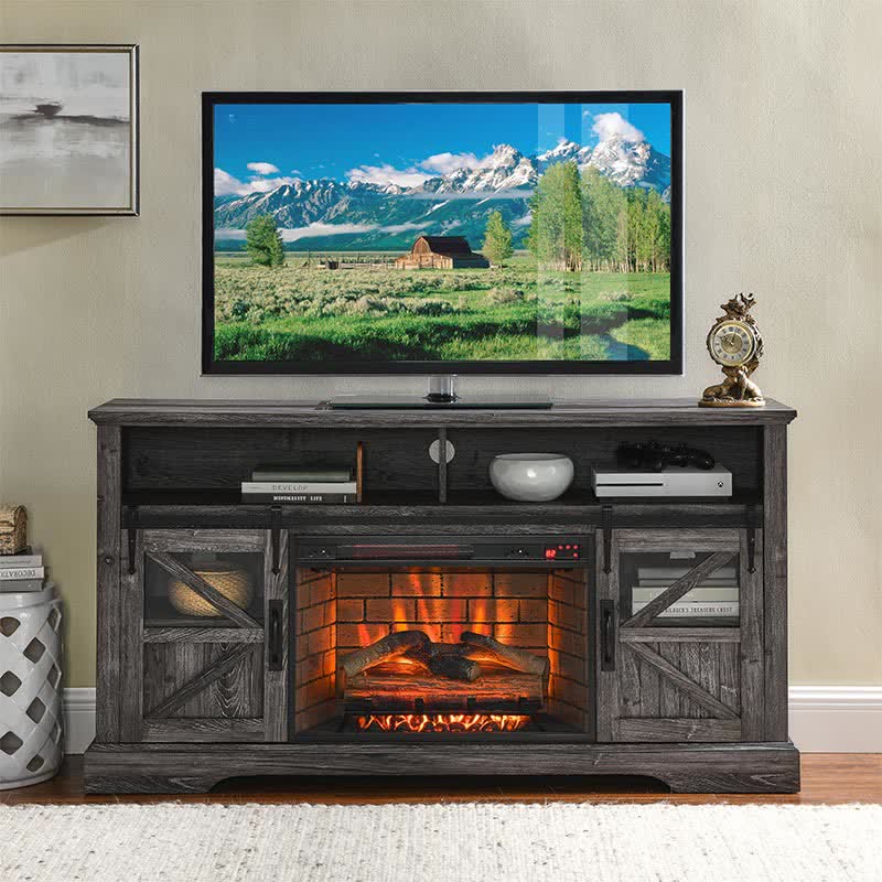 60" Electric Fireplace Farmhouse Sideboard