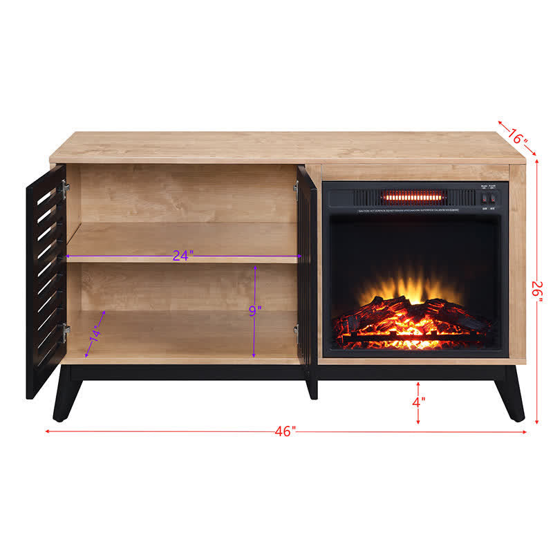 46" Electric Fireplace Sideboard Wood Table