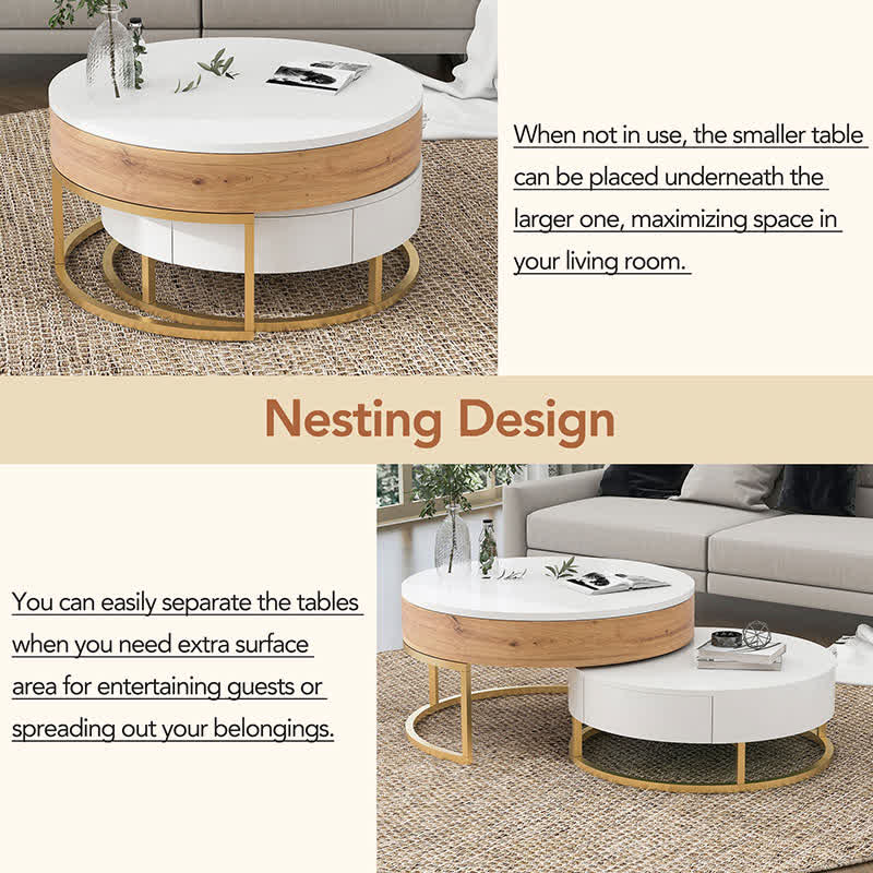 Round Lift-top Nesting Coffee Tables