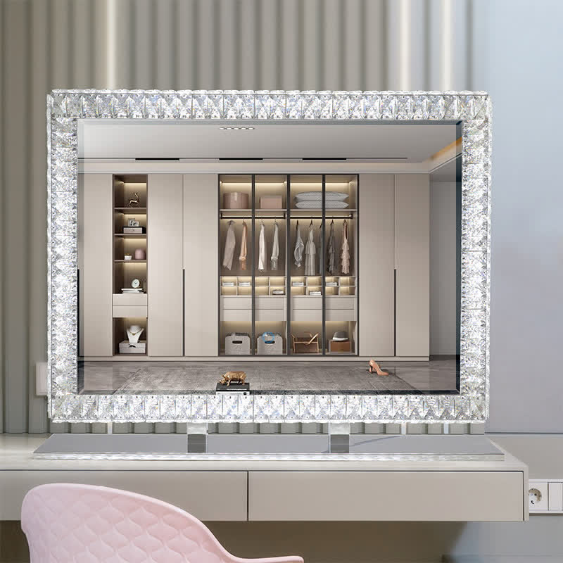 Tabletop Bathroom LED Crystals Makeup Mirror