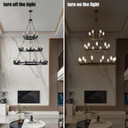 27 Light Metal Ring Chandelier