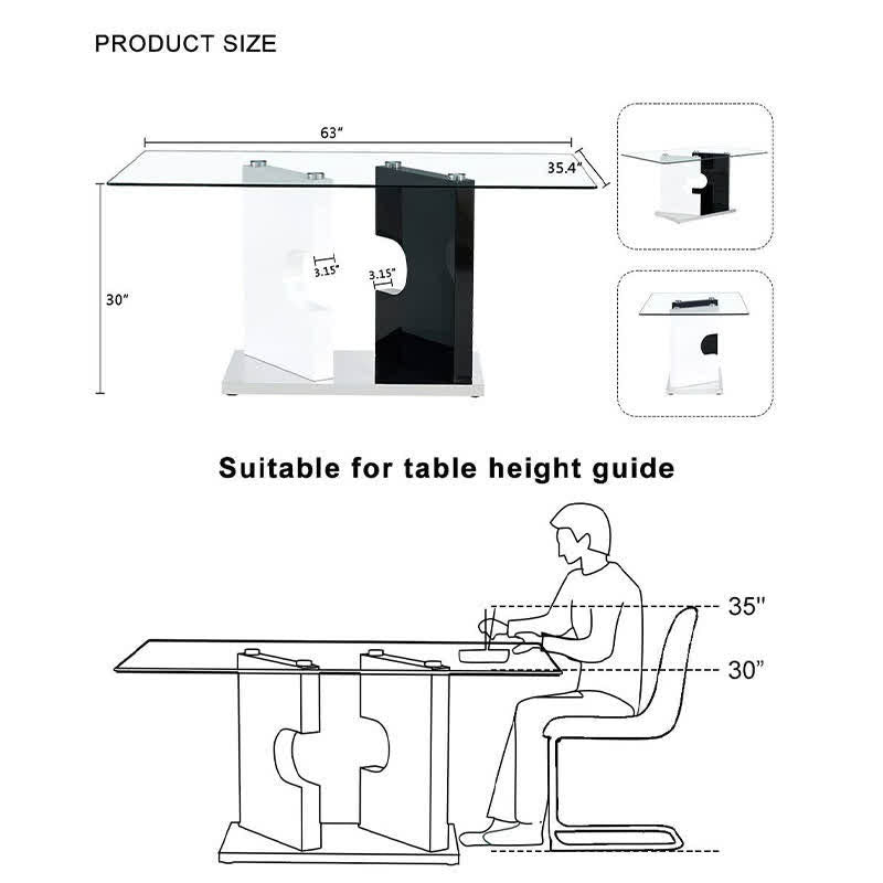 Kitchen Glass Dining Table Artistic Base