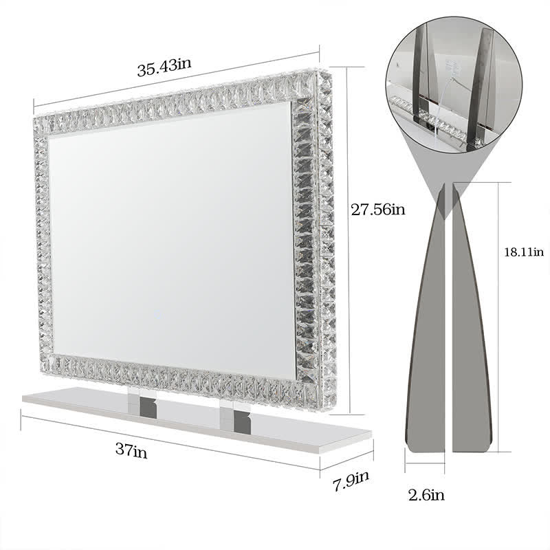 Tabletop Bathroom LED Crystals Makeup Mirror