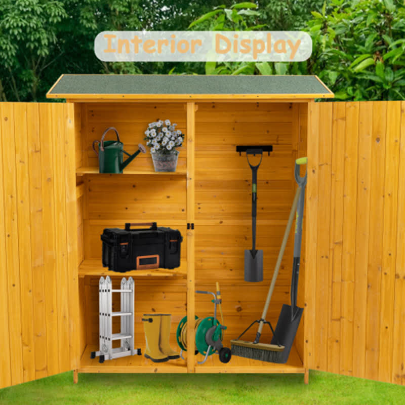 Wooden Tool Storage Shed Detachable Shelves