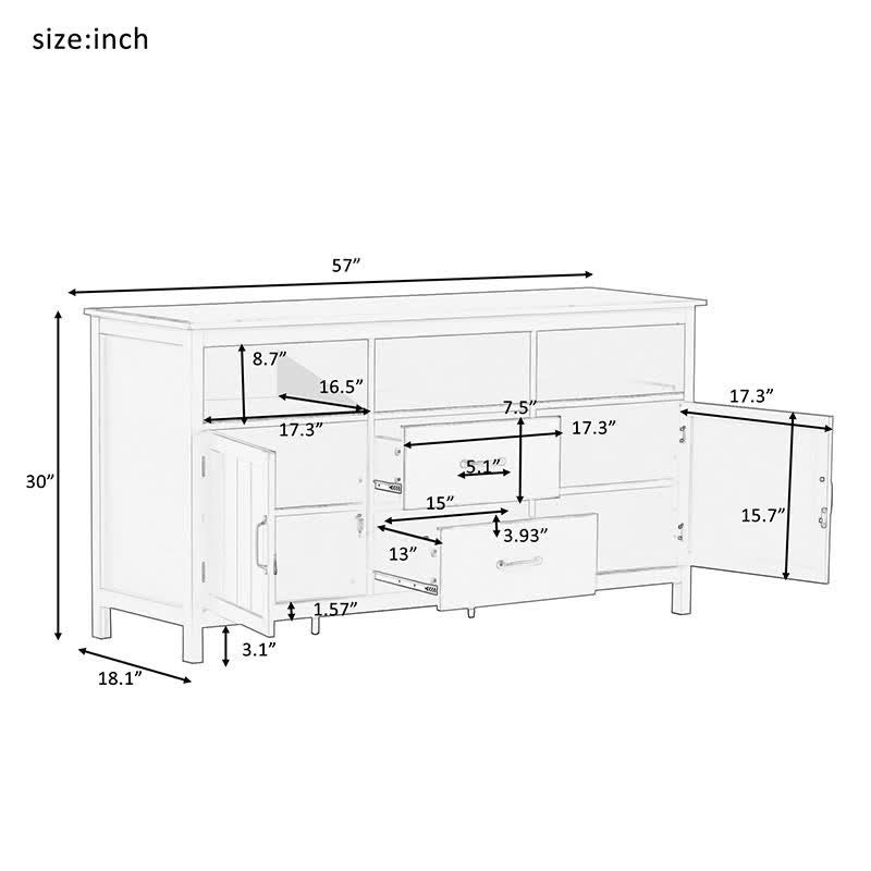 Drawers Cabinet TV Stand Navy Blue