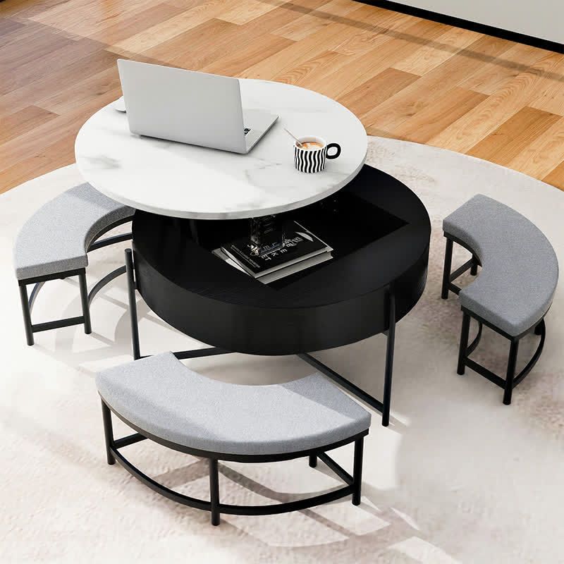 Lift-Top Coffee Tables & 3 Ottomans