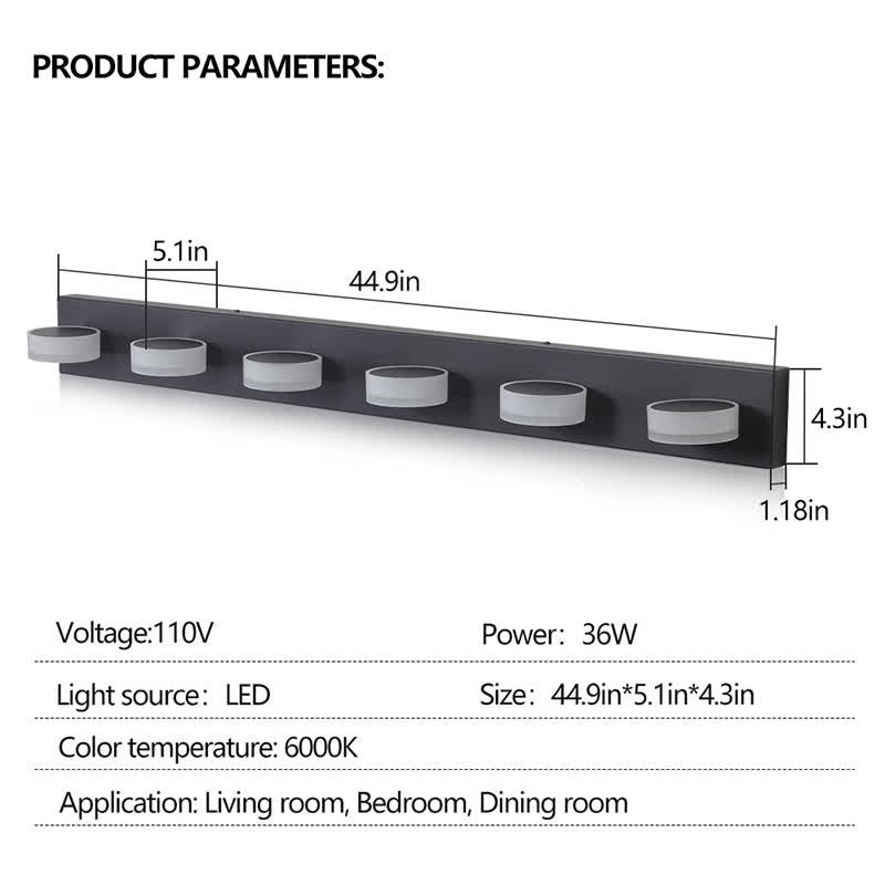 6-Lights Vanity Mirror Bath Wall Lighting