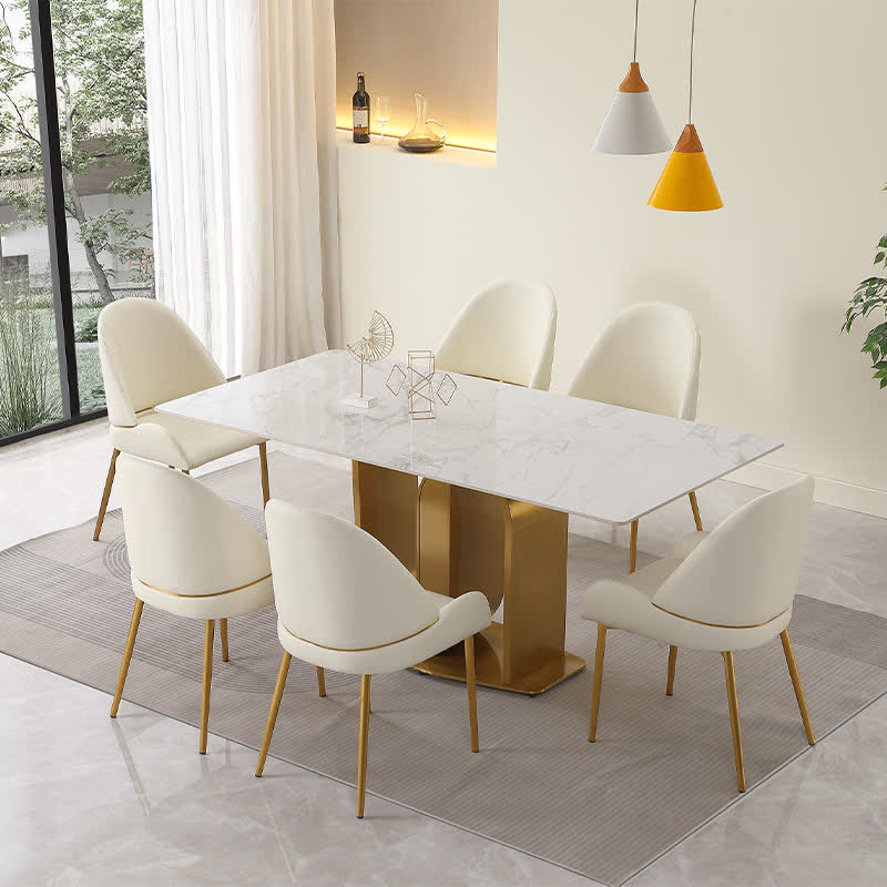 Stone Dining Table and 6pcs Chairs