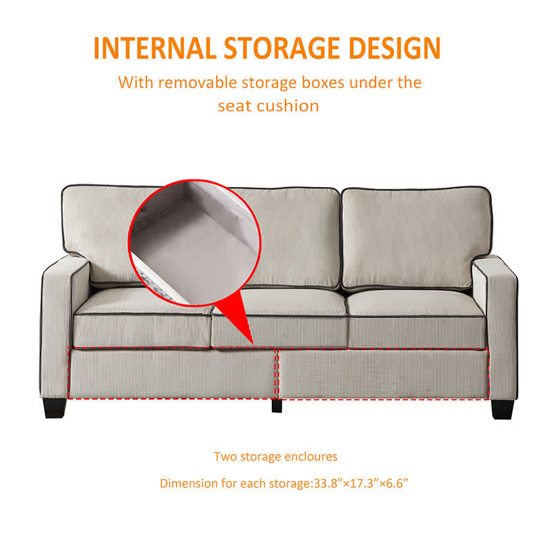 Corduroy Sofa Storage 2+3 Set