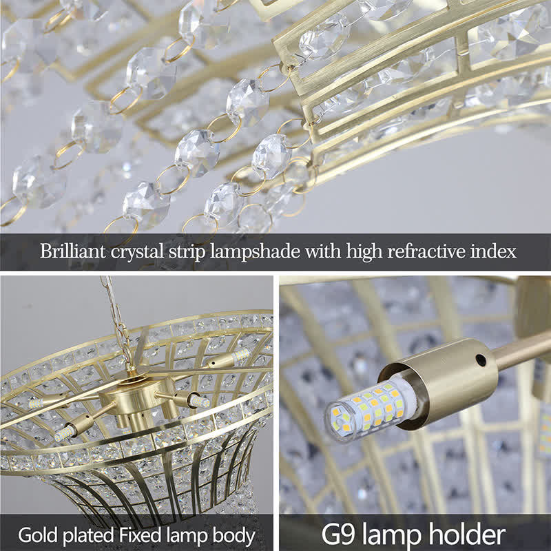 8-Light 23.6" Crystal Waterfall Chandelier