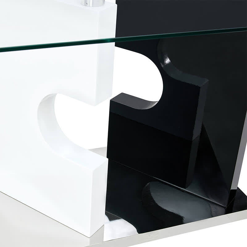 Kitchen Glass Rectangular Dining Table Artistic Base