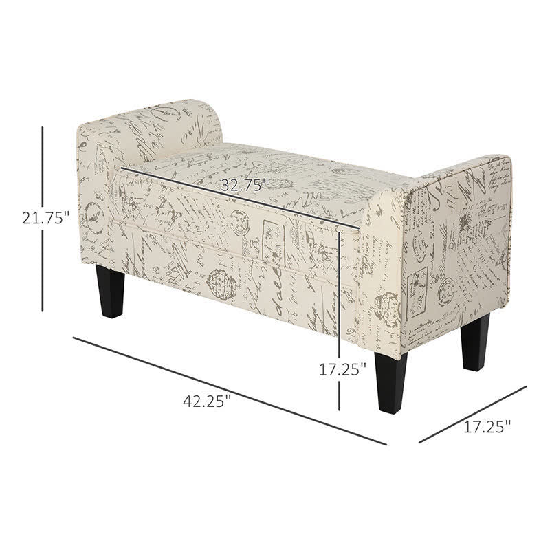 Entryway Ottoman Stool Linen Armed Bench