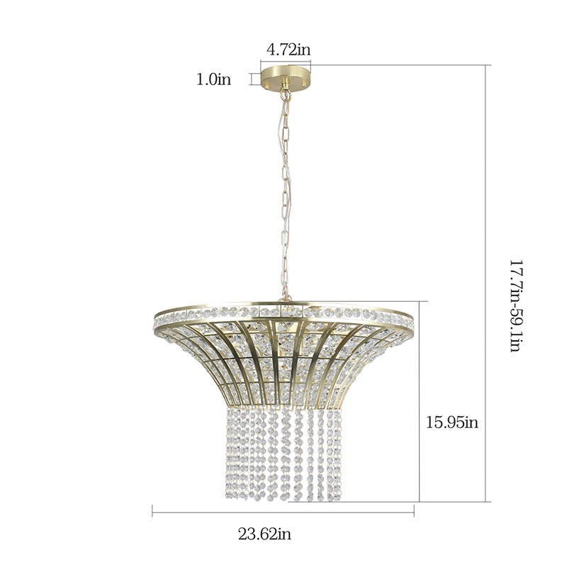 8-Light 23.6" Crystal Waterfall Chandelier