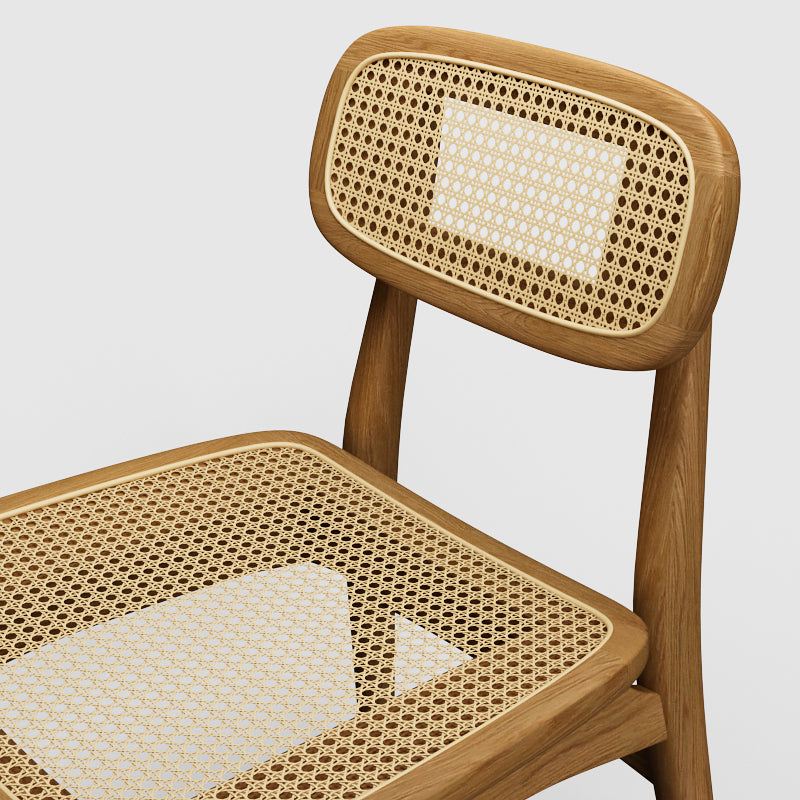 Retro Rattan Dining Chairs Natural Seat