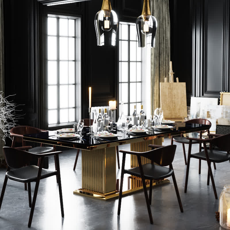 Dining Room Kitchen Marble Dinette Table 87"