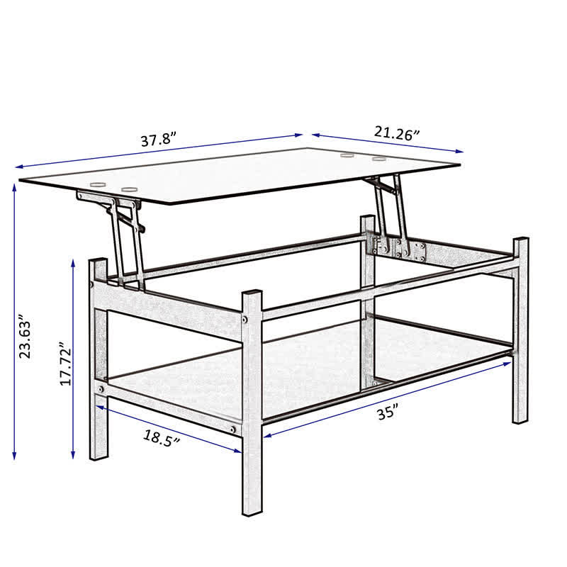 Glass Lift Top Coffee Table Black