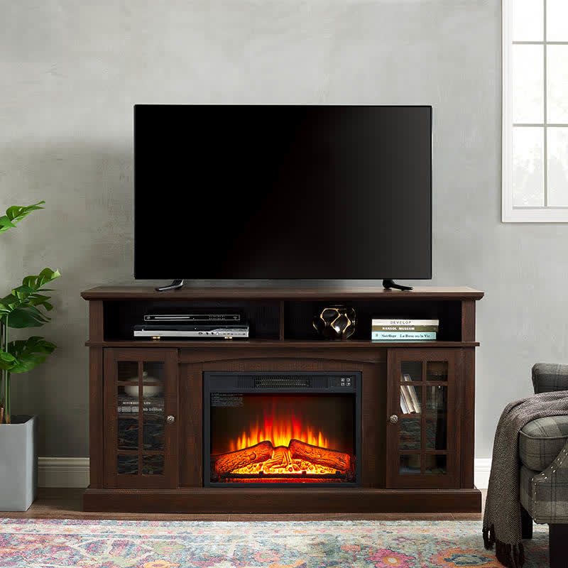 58" TV Stand Entertainment Console 23" Fireplace