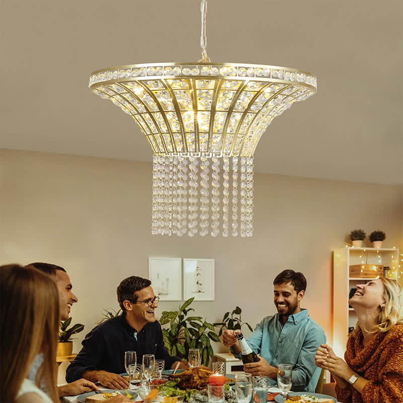 8-Light 23.6" Crystal Waterfall Chandelier