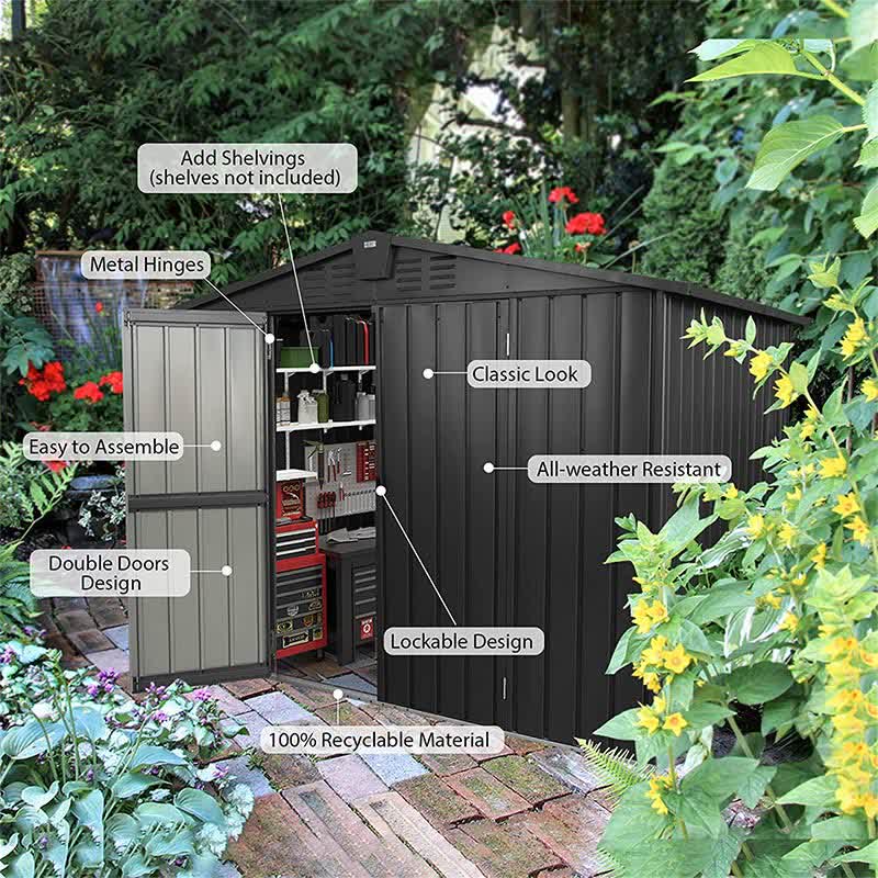 Outdoor Garden Storage Shed 8.2' x 6.2'