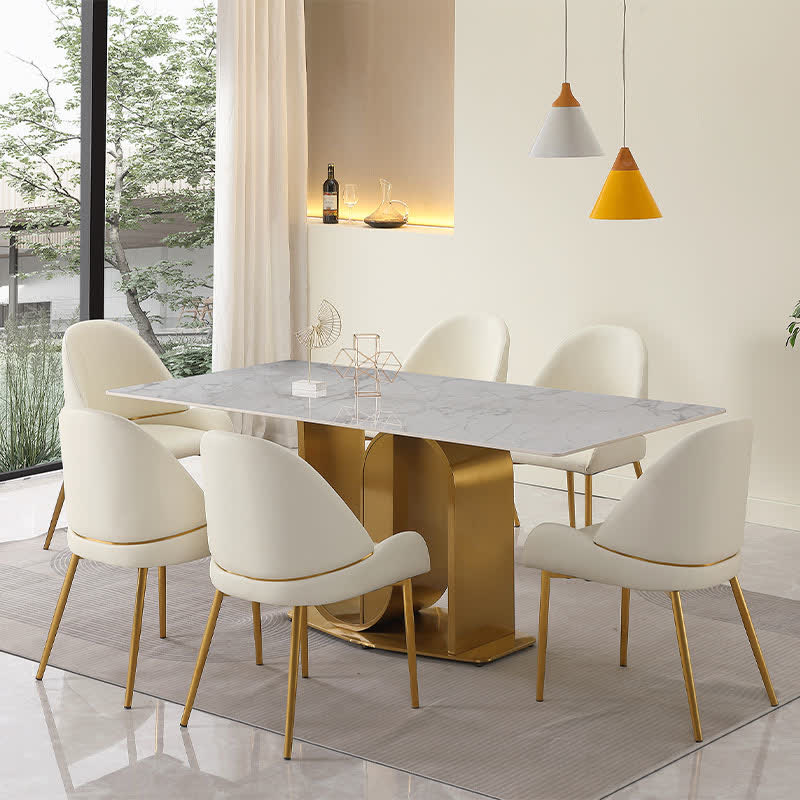 Stone Dining Table and 6pcs Chairs